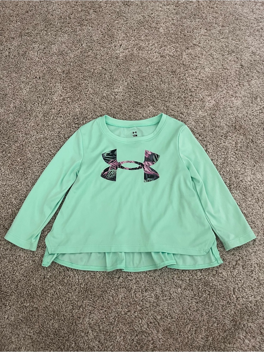 Under Armour Baby Girl Long Sleeve Shirt Size 12 Months Mint Green Performance
